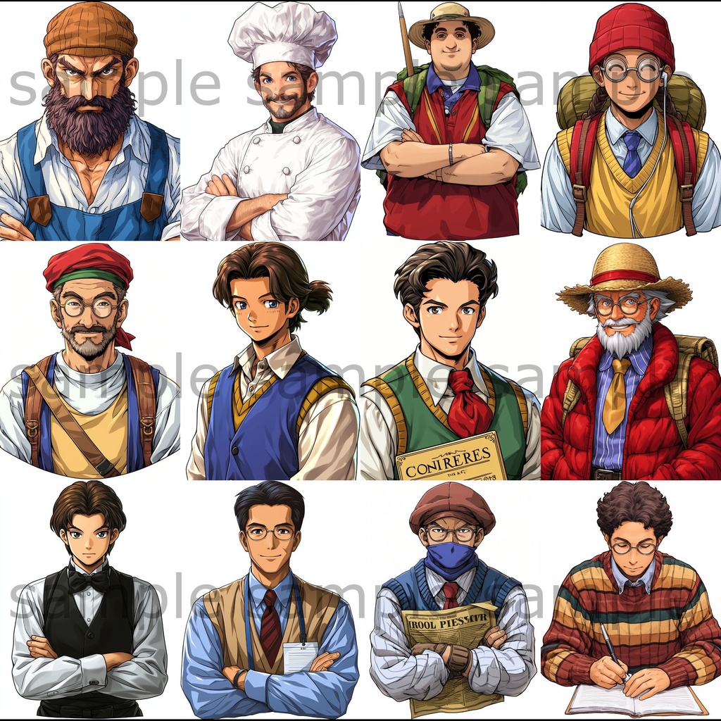 【全260枚】男女の上半身イラスト 背景透過/PNG/ゲーム/TRPG/挿絵/動画素材