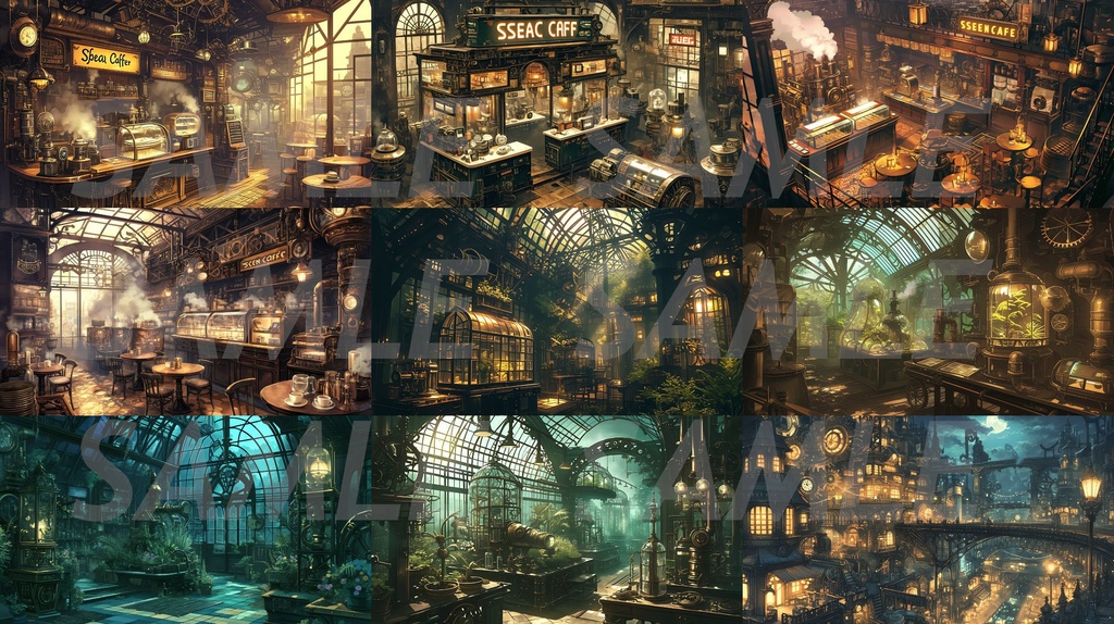 【全113枚】スチームパンク イラスト背景画集【著作権フリー】風景画像集