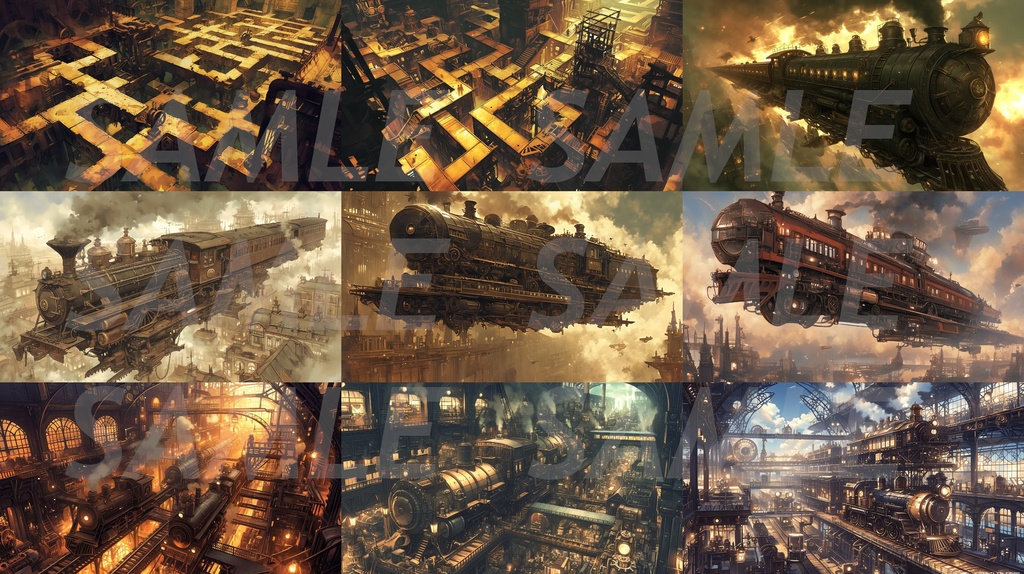 【全113枚】スチームパンク イラスト背景画集【著作権フリー】風景画像集