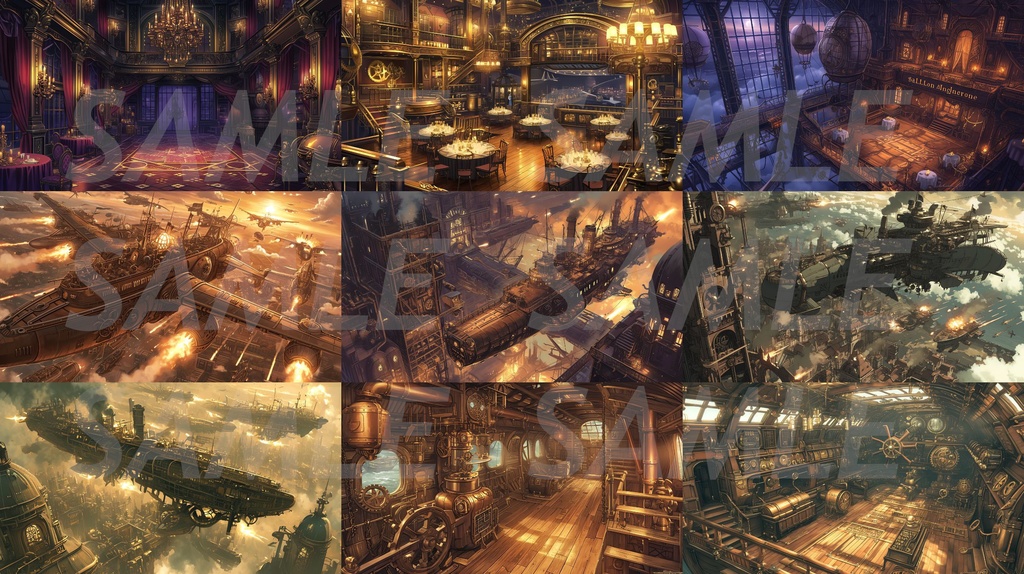 【全113枚】スチームパンク イラスト背景画集【著作権フリー】風景画像集