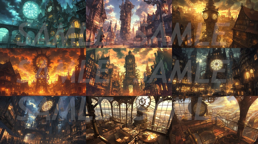 【全113枚】スチームパンク イラスト背景画集【著作権フリー】風景画像集