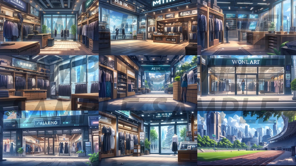 【156枚】現代都会の風景イラスト背景画集【著作権フリー】