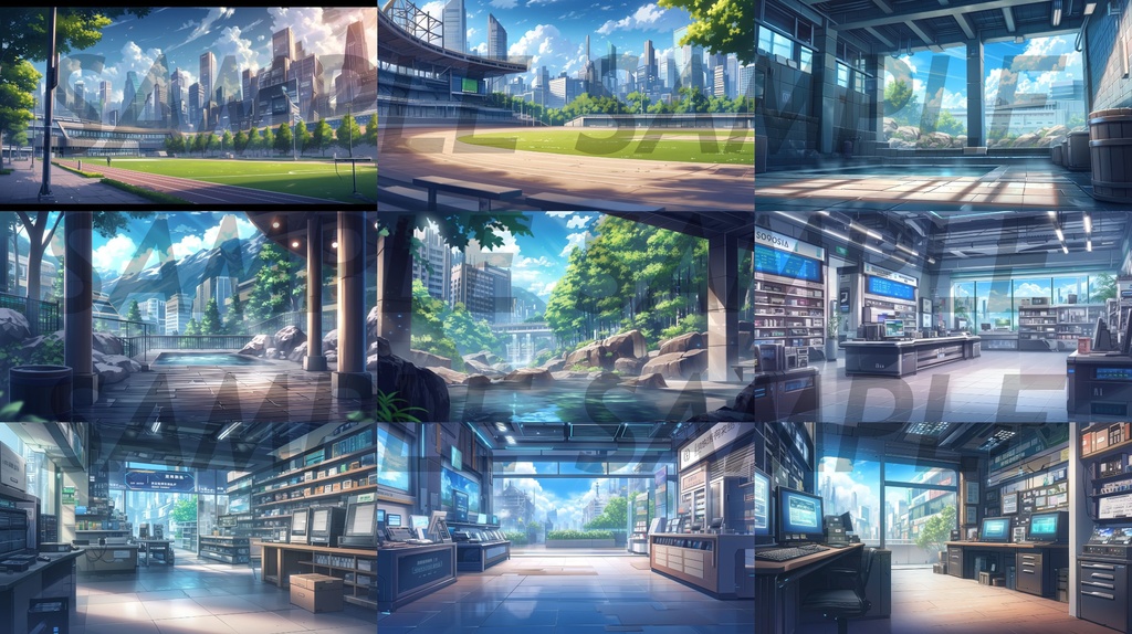 【156枚】現代都会の風景イラスト背景画集【著作権フリー】