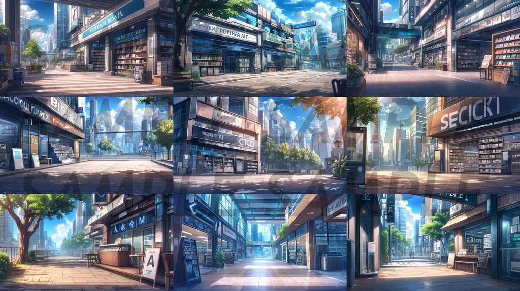 【156枚】現代都会の風景イラスト背景画集【著作権フリー】