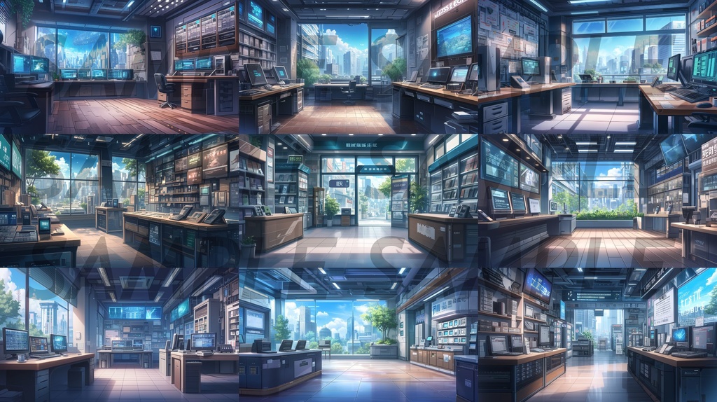 【156枚】現代都会の風景イラスト背景画集【著作権フリー】