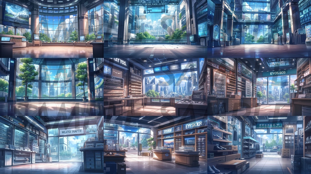 【156枚】現代都会の風景イラスト背景画集【著作権フリー】