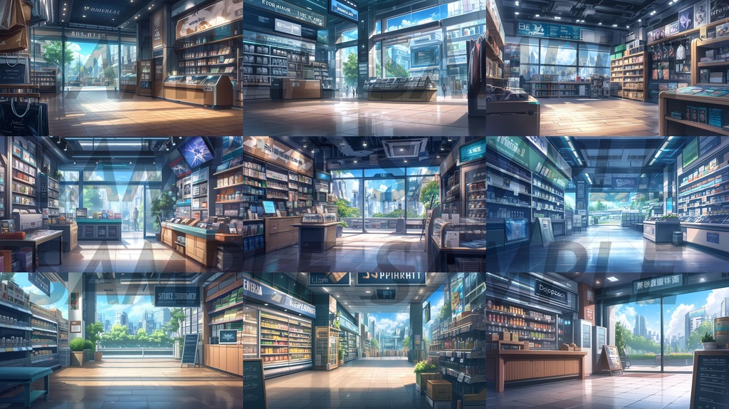 【156枚】現代都会の風景イラスト背景画集【著作権フリー】