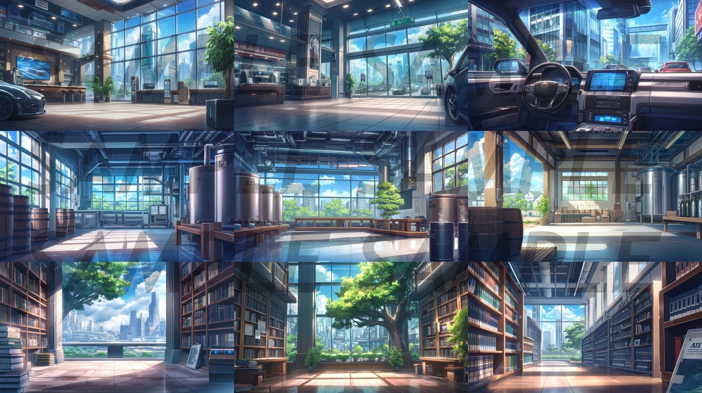 【156枚】現代都会の風景イラスト背景画集【著作権フリー】