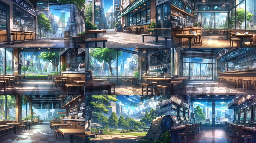 【156枚】現代都会の風景イラスト背景画集【著作権フリー】