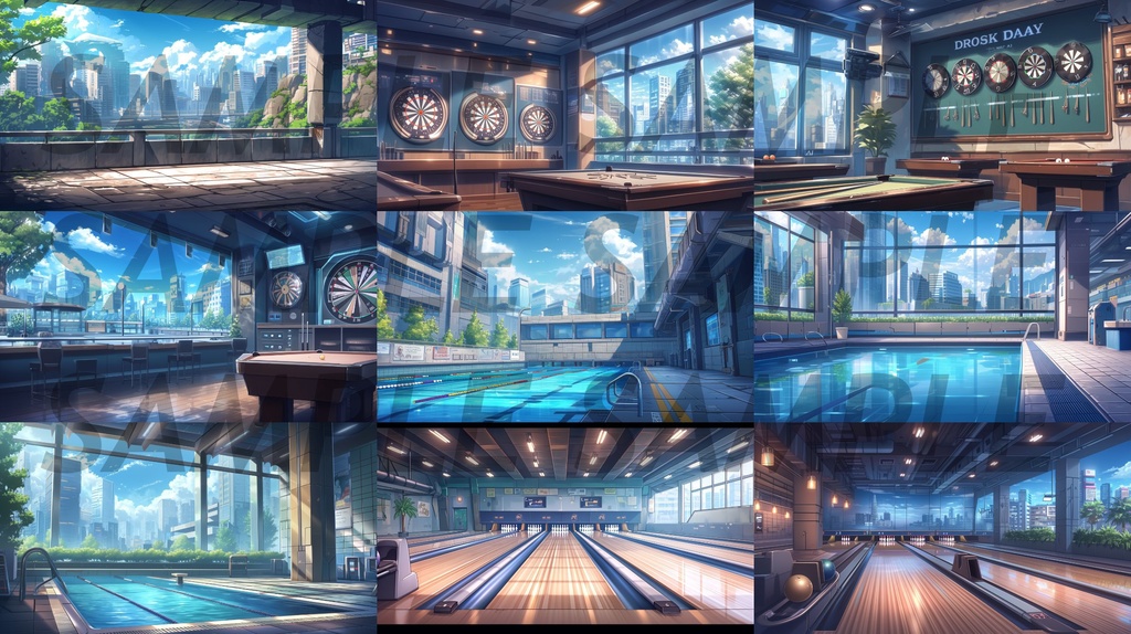 【156枚】現代都会の風景イラスト背景画集【著作権フリー】