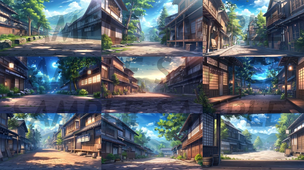 【112枚】古風の日本風景 イラスト背景画集【著作権フリー】江戸時代風景