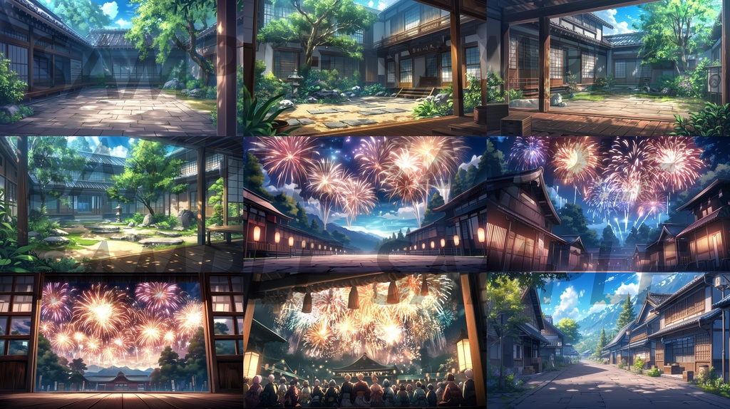 【112枚】古風の日本風景 イラスト背景画集【著作権フリー】江戸時代風景