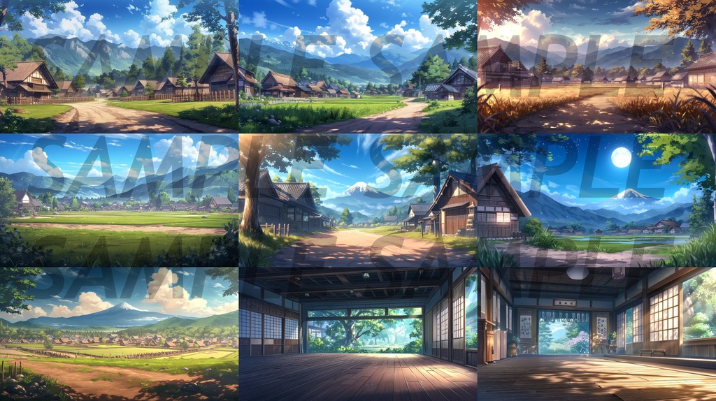 【112枚】古風の日本風景 イラスト背景画集【著作権フリー】江戸時代風景