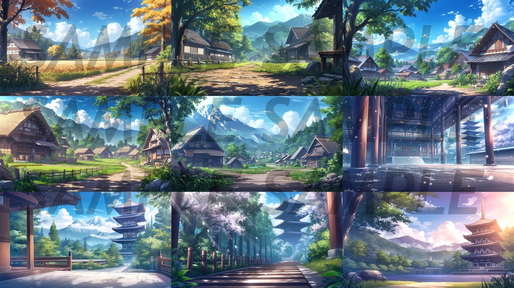 【112枚】古風の日本風景 イラスト背景画集【著作権フリー】江戸時代風景