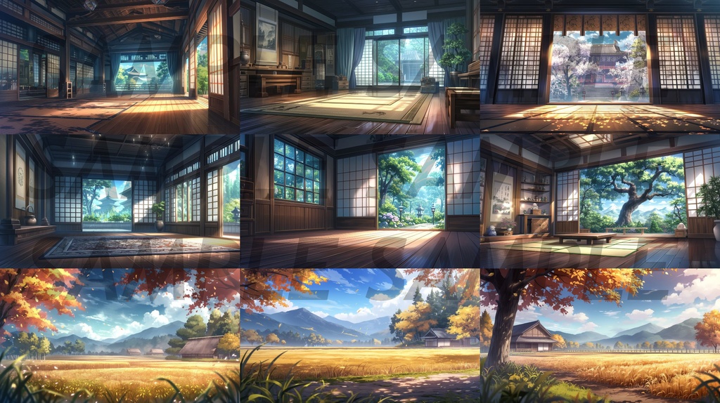 【112枚】古風の日本風景 イラスト背景画集【著作権フリー】江戸時代風景