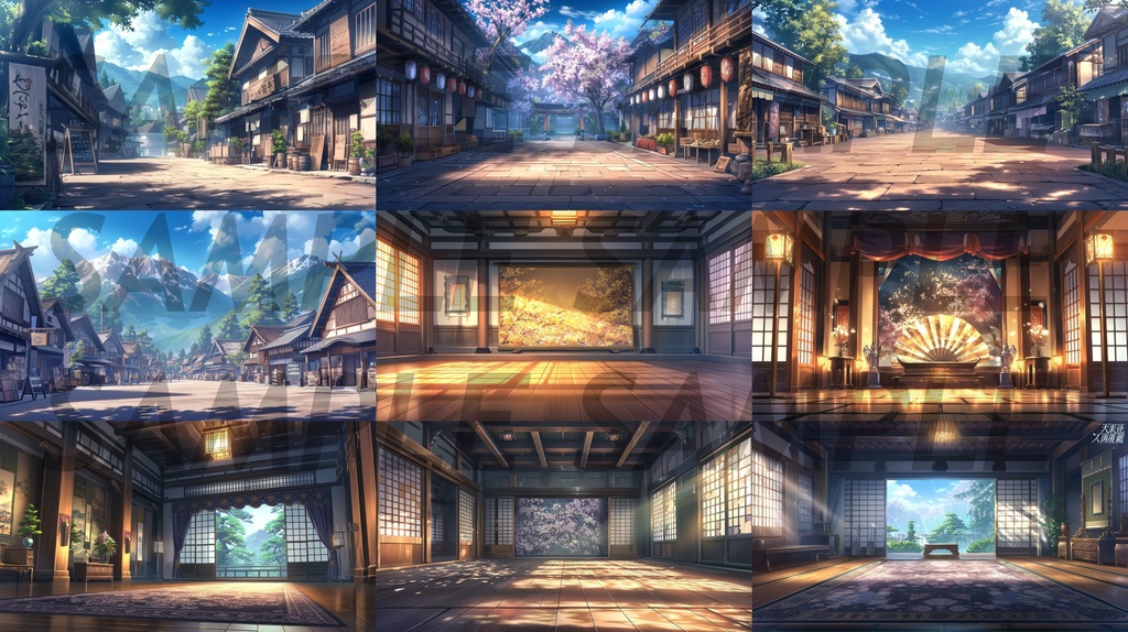 【112枚】古風の日本風景 イラスト背景画集【著作権フリー】江戸時代風景