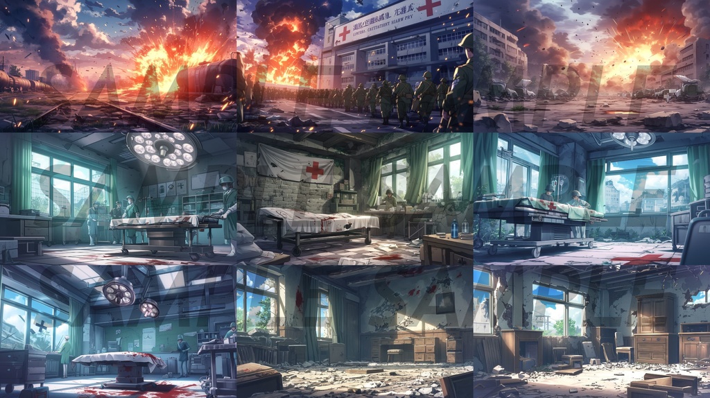 【162枚】戦争関連イラスト 背景画/風景画【著作権フリー】