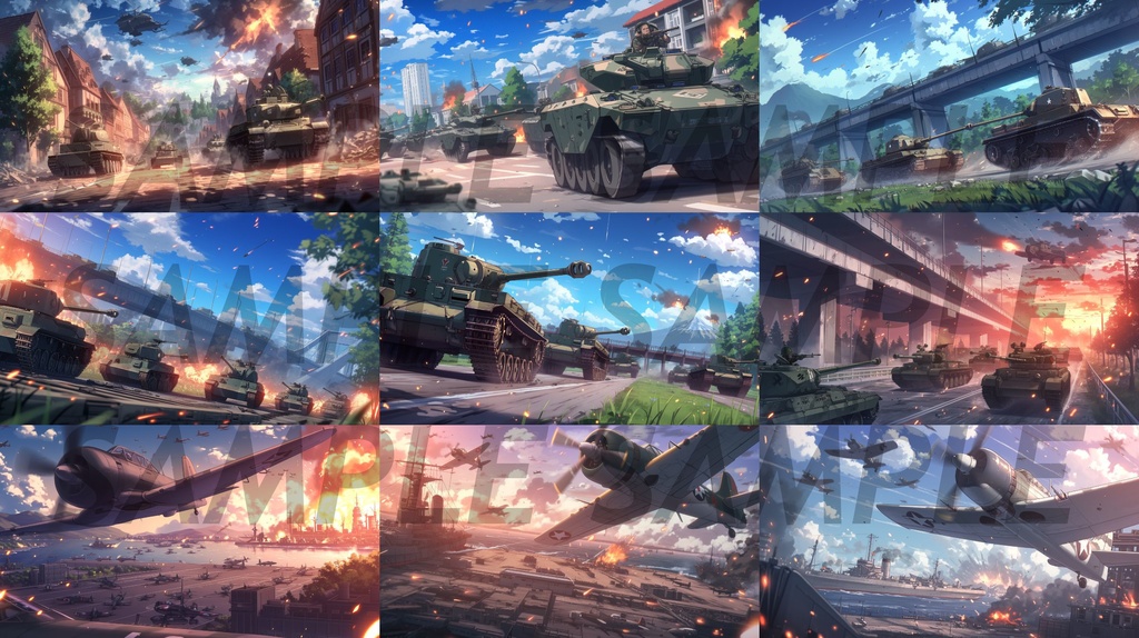 【162枚】戦争関連イラスト 背景画/風景画【著作権フリー】