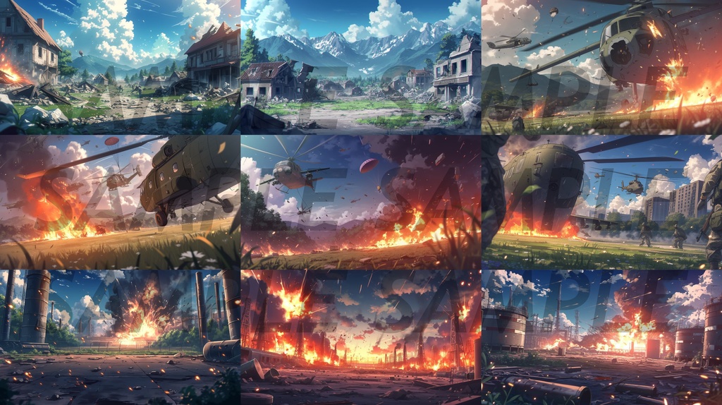 【162枚】戦争関連イラスト 背景画/風景画【著作権フリー】