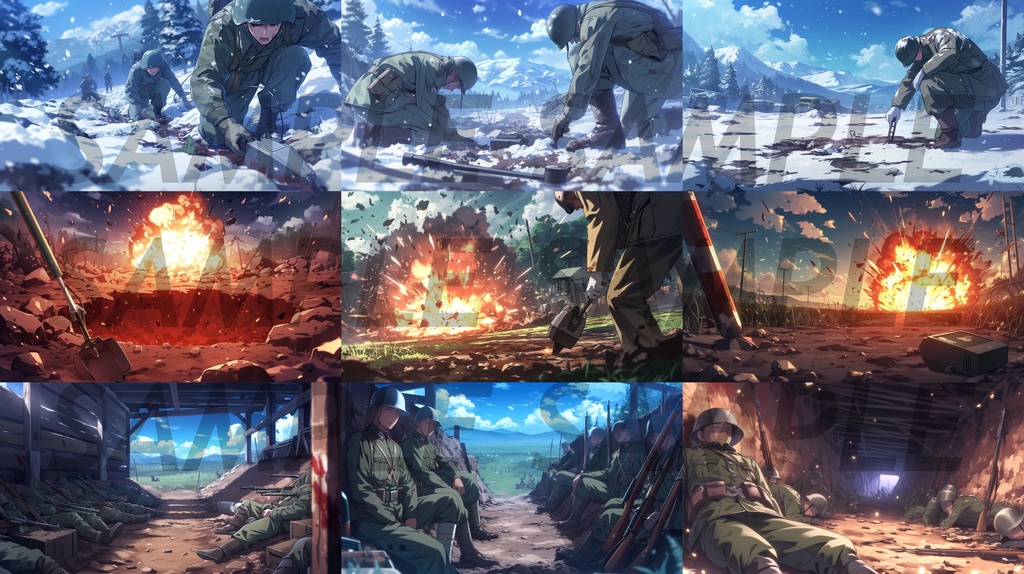 【162枚】戦争関連イラスト 背景画/風景画【著作権フリー】