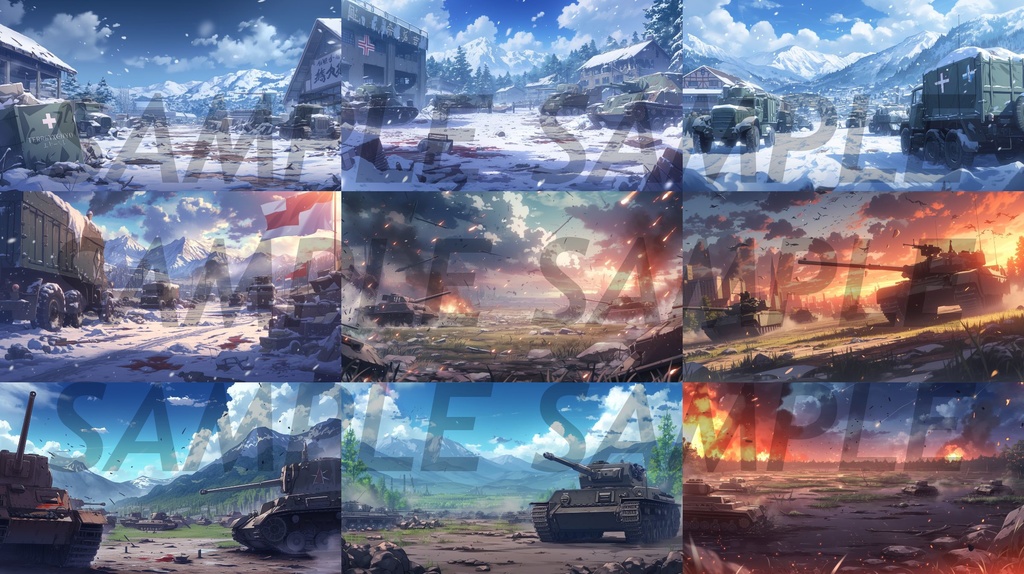 【162枚】戦争関連イラスト 背景画/風景画【著作権フリー】