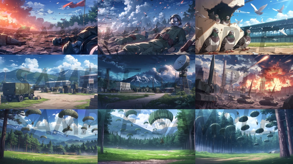 【162枚】戦争関連イラスト 背景画/風景画【著作権フリー】