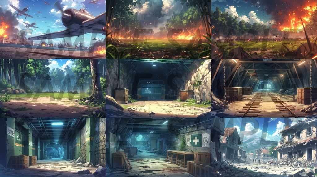 【162枚】戦争関連イラスト 背景画/風景画【著作権フリー】