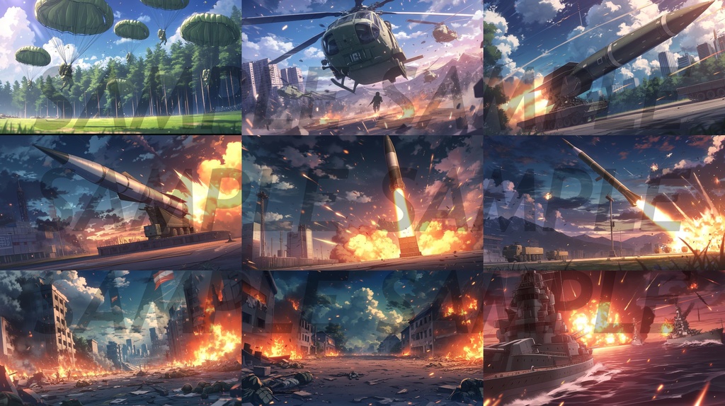 【162枚】戦争関連イラスト 背景画/風景画【著作権フリー】