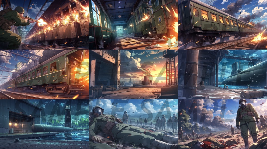 【162枚】戦争関連イラスト 背景画/風景画【著作権フリー】