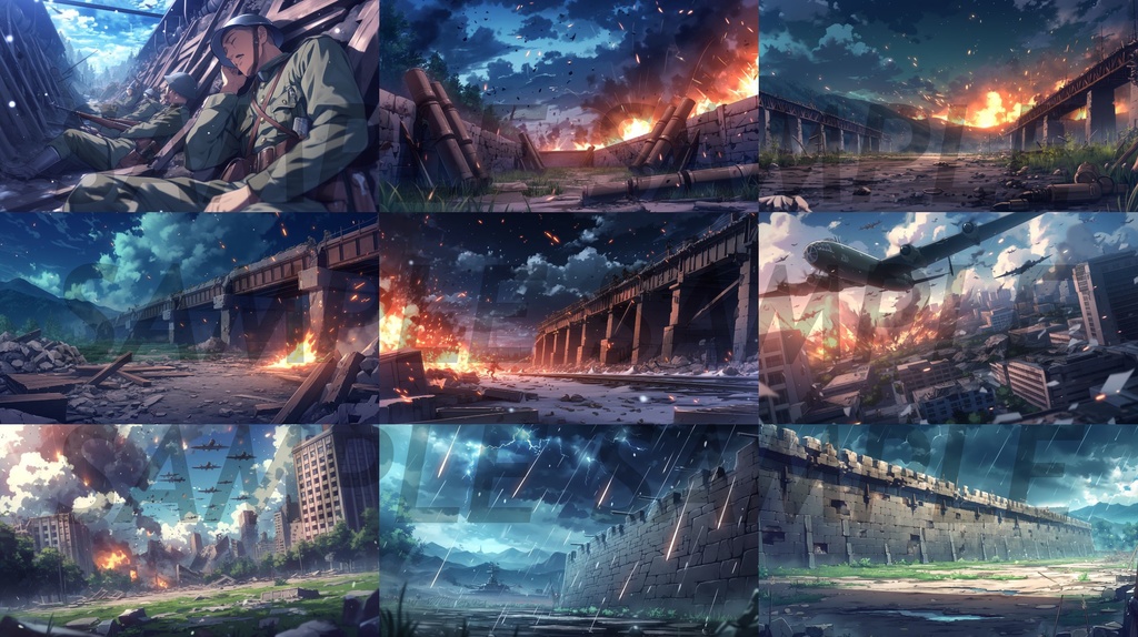 【162枚】戦争関連イラスト 背景画/風景画【著作権フリー】