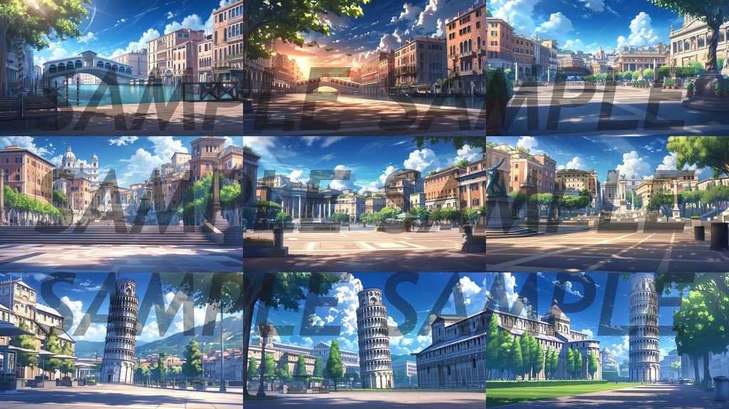 【364枚】世界観光名所 イラスト背景画/風景画【著作権フリー素材】