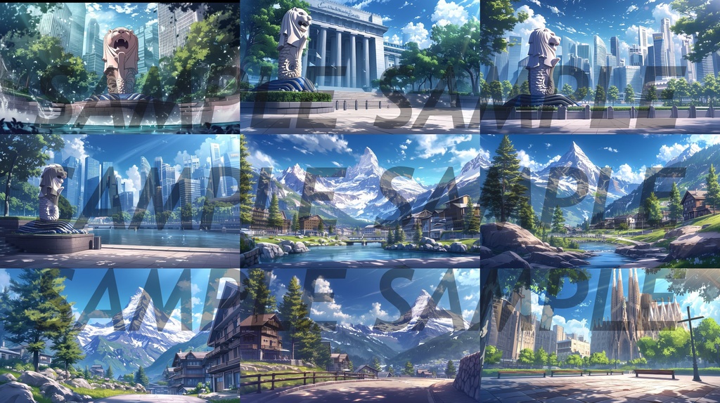 【364枚】世界観光名所 イラスト背景画/風景画【著作権フリー素材】