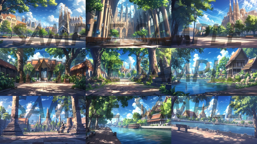 【364枚】世界観光名所 イラスト背景画/風景画【著作権フリー素材】