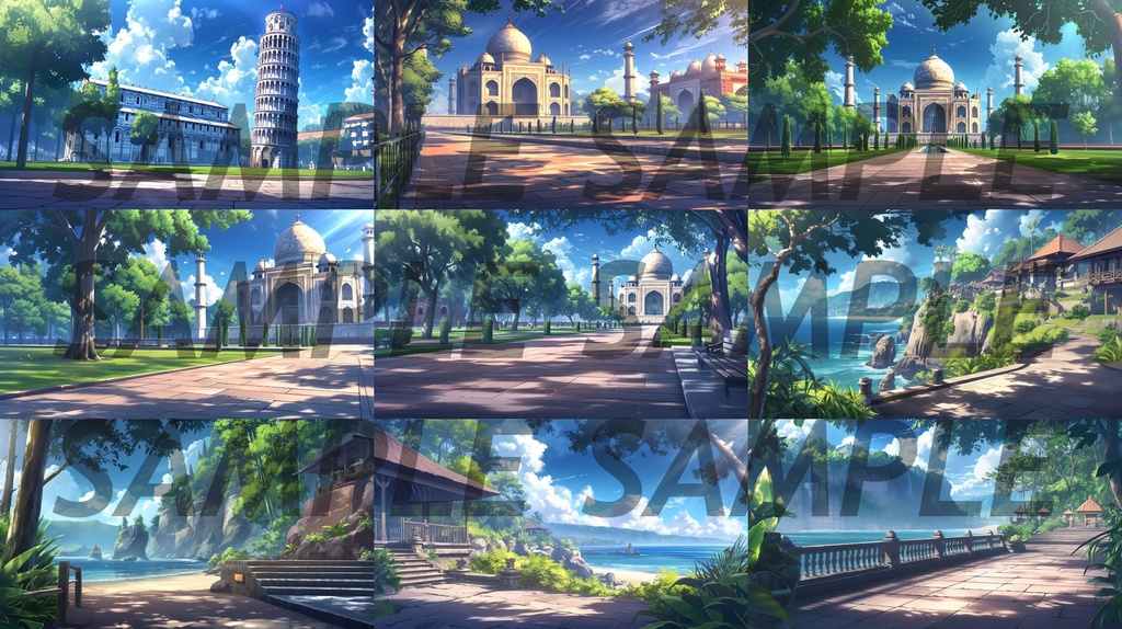 【364枚】世界観光名所 イラスト背景画/風景画【著作権フリー素材】