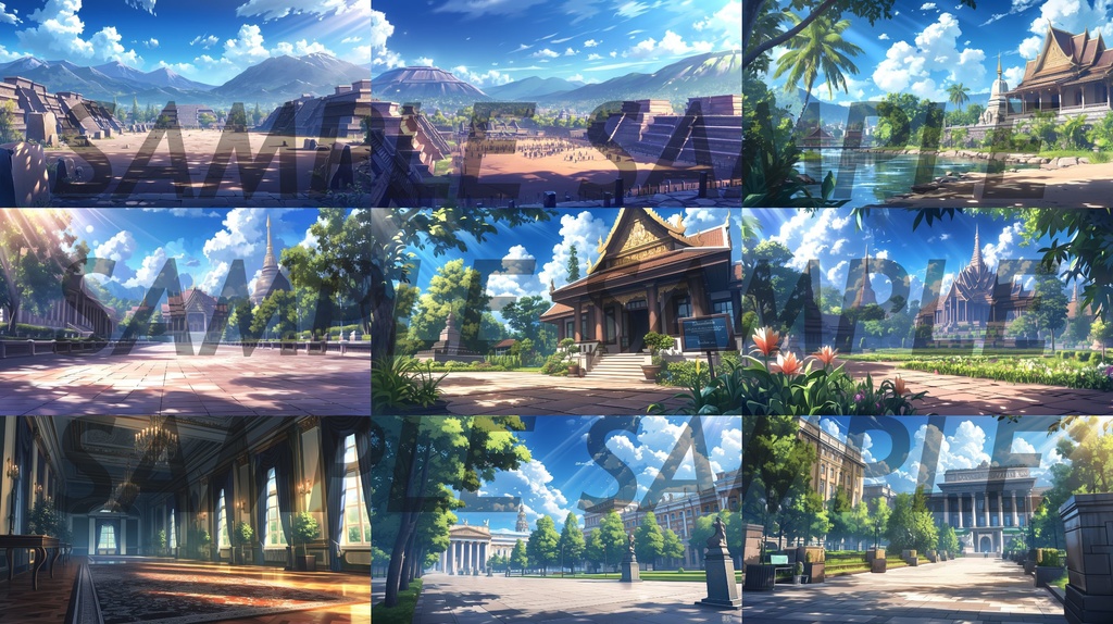 【364枚】世界観光名所 イラスト背景画/風景画【著作権フリー素材】