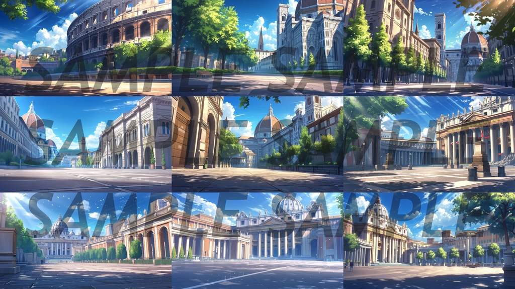 【364枚】世界観光名所 イラスト背景画/風景画【著作権フリー素材】