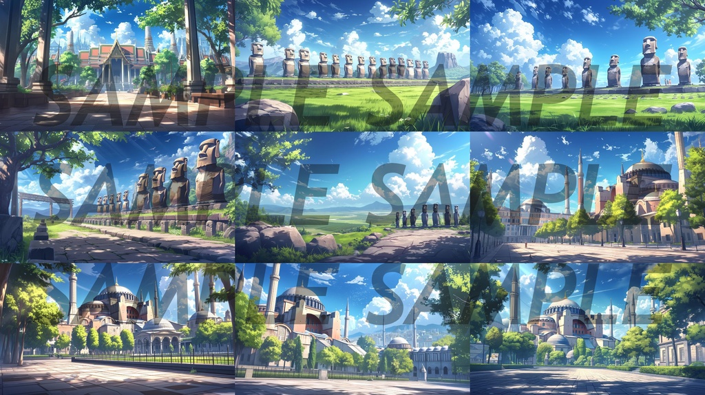 【364枚】世界観光名所 イラスト背景画/風景画【著作権フリー素材】