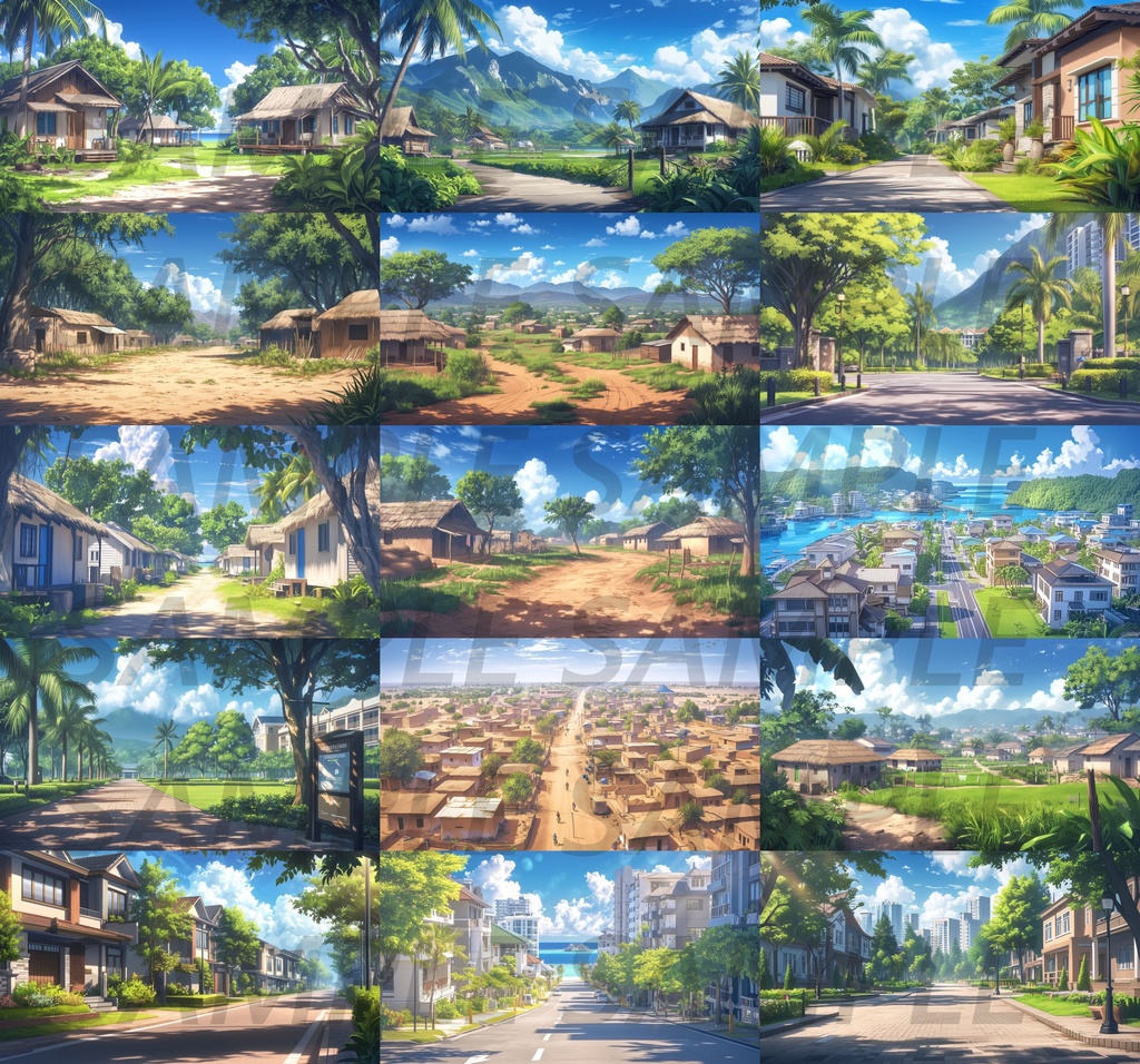 【147枚】世界の住宅街風景【著作権フリー】背景画/TRPG