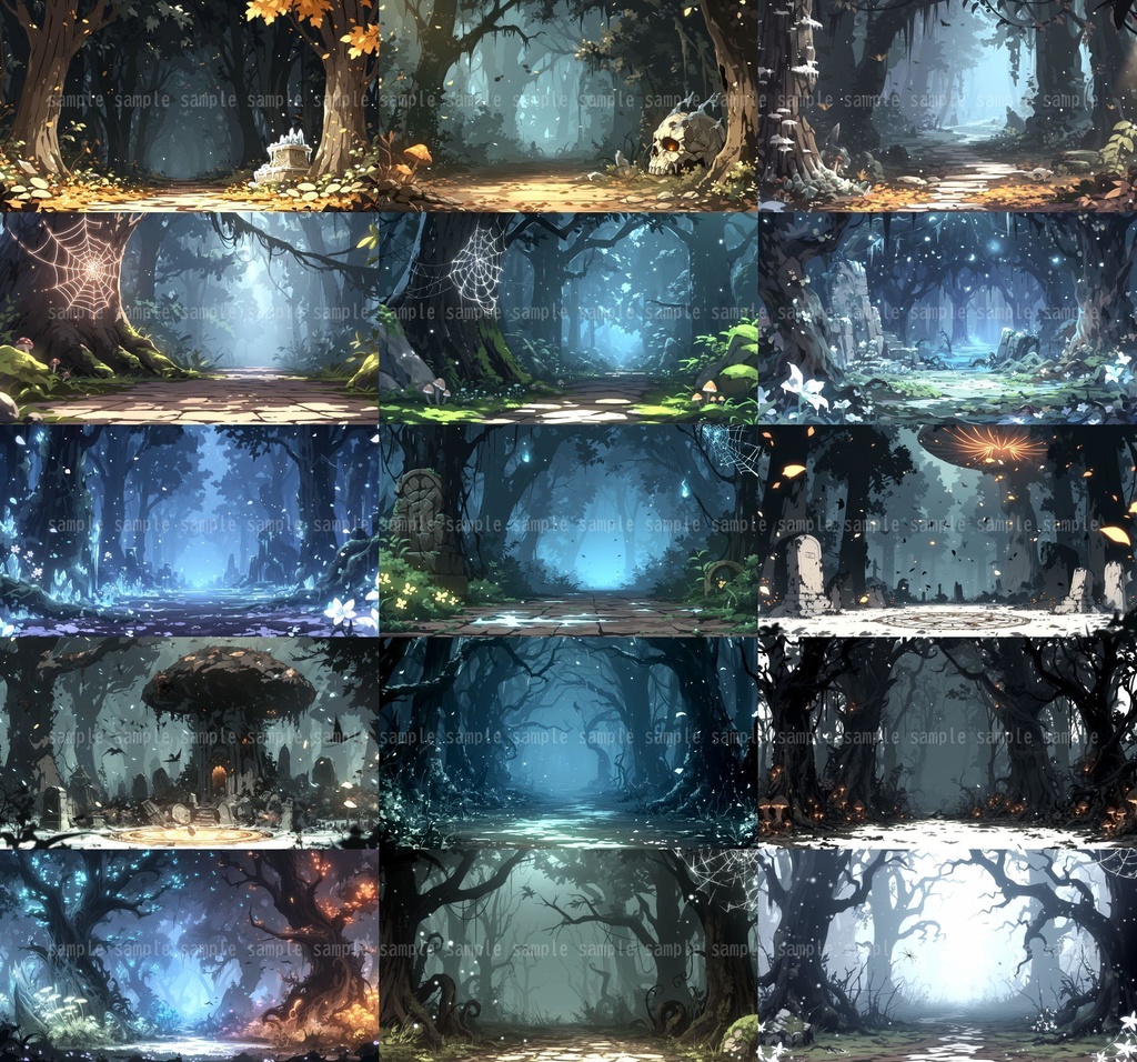 【62枚】森の背景イラスト【著作権フリー】TRPG/風景画/ゲーム