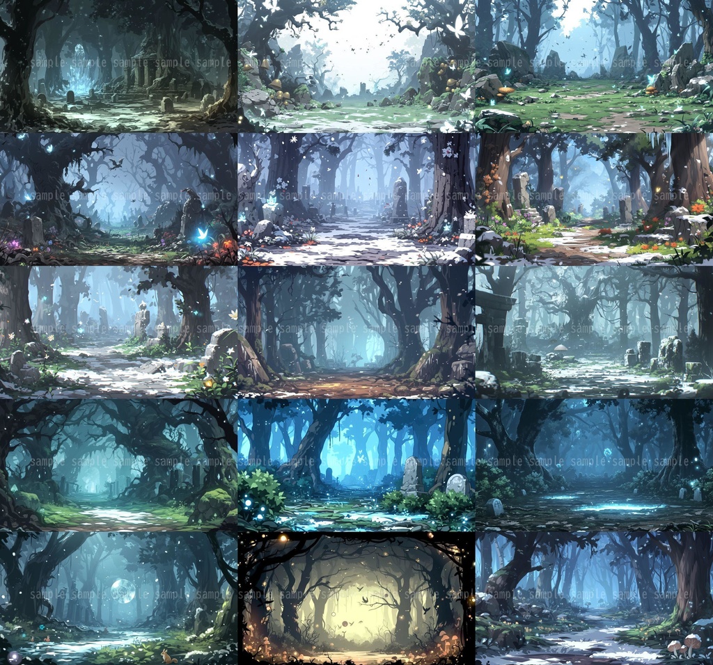 【62枚】森の背景イラスト【著作権フリー】TRPG/風景画/ゲーム