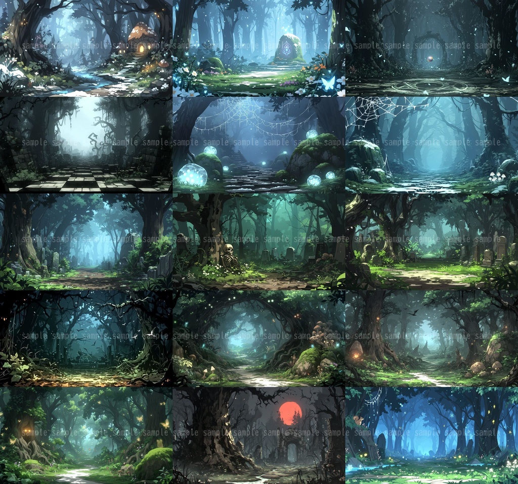 【62枚】森の背景イラスト【著作権フリー】TRPG/風景画/ゲーム