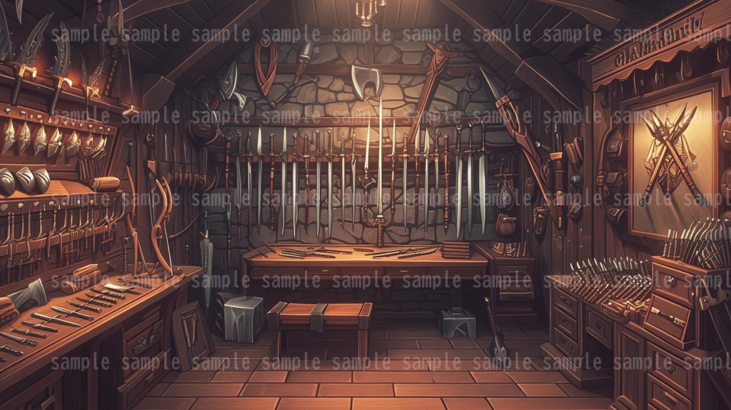 【54枚】RPGの店内背景イラスト集【著作権フリー】武器屋/防具屋/宿屋/教会/カジノ