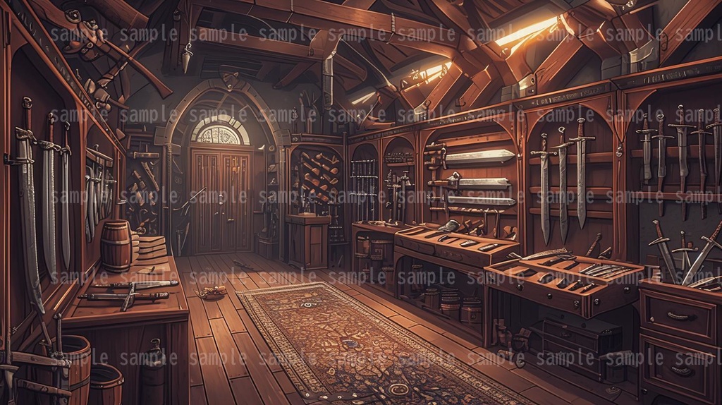 【54枚】RPGの店内背景イラスト集【著作権フリー】武器屋/防具屋/宿屋/教会/カジノ