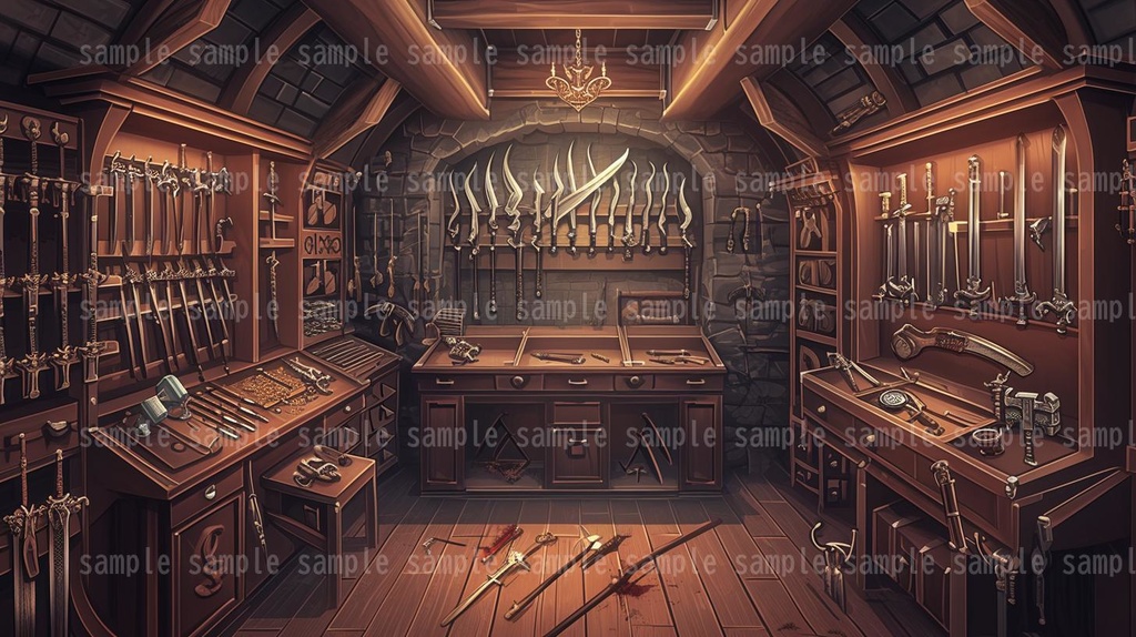 【54枚】RPGの店内背景イラスト集【著作権フリー】武器屋/防具屋/宿屋/教会/カジノ