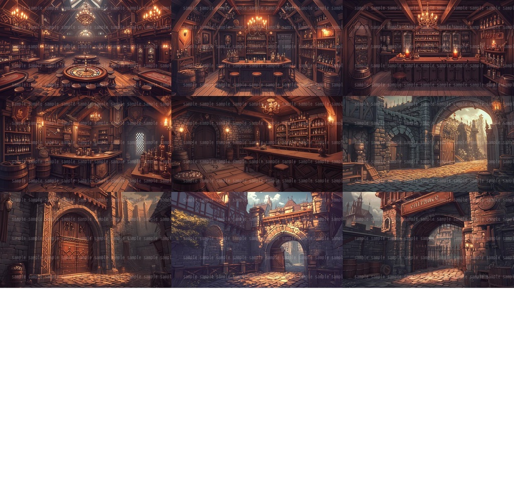 【54枚】RPGの店内背景イラスト集【著作権フリー】武器屋/防具屋/宿屋/教会/カジノ