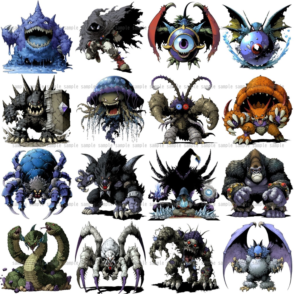 【383種】モンスターイラスト 背景透過/TRPG/ゲーム/RPGツクール/挿絵/アイコン