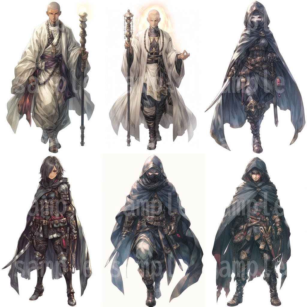 【100枚】RPG職業立ち絵イラスト part1【著作権フリー素材】TRPG