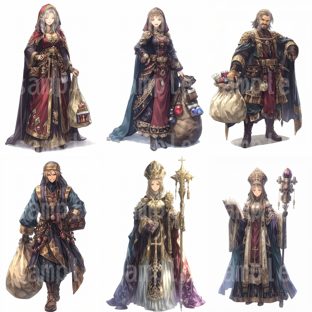 【100枚】RPG職業立ち絵イラスト part1【著作権フリー素材】TRPG