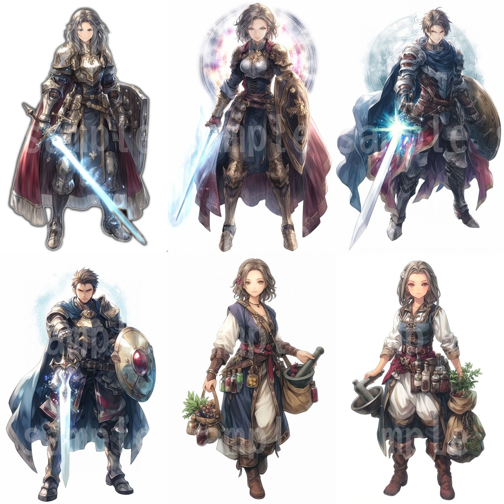 【100枚】RPG職業立ち絵イラスト part1【著作権フリー素材】TRPG