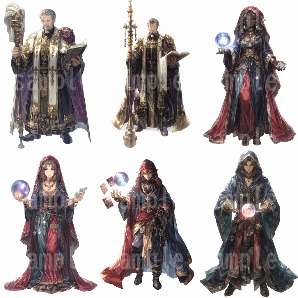 【100枚】RPG職業立ち絵イラスト part1【著作権フリー素材】TRPG